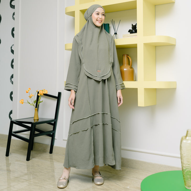 Khansa Abaya Set Soft Army