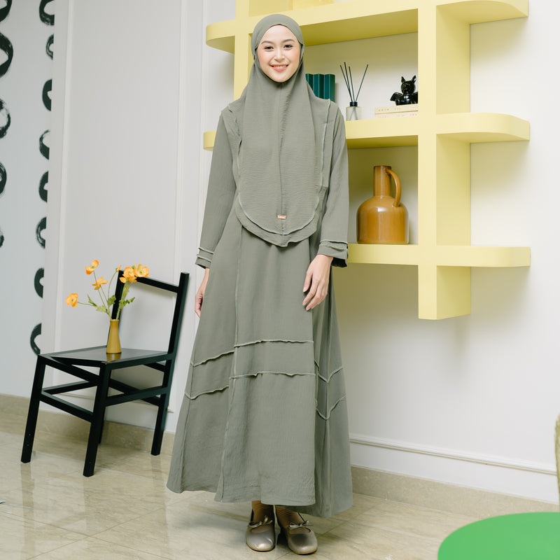 Khansa Abaya Set Soft Army