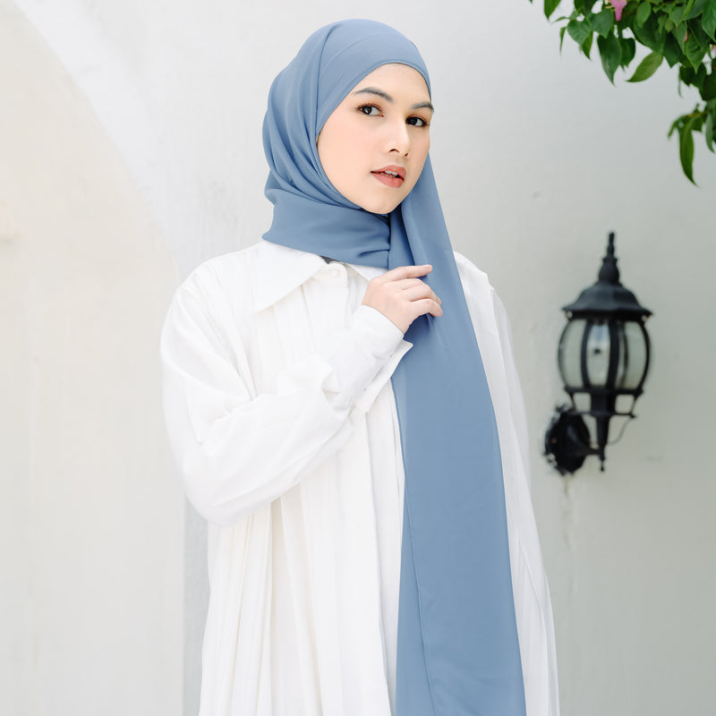 Bawal Instan Shawl Tali (Pashmina Tali Ceruti Babydoll) Steel Blue