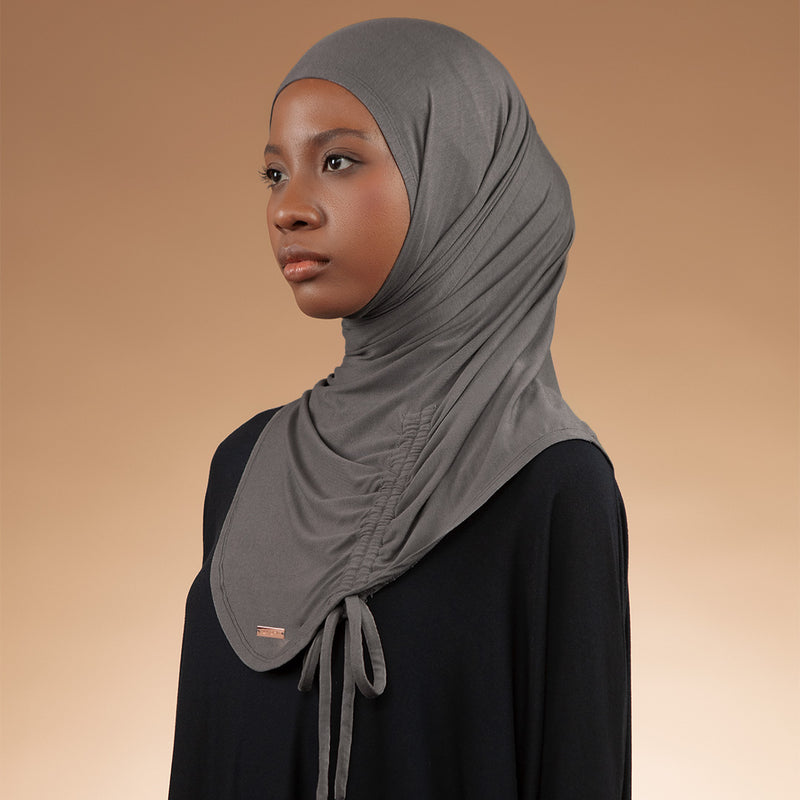 Liora Instan (Hijab Instan Serut Sport Rayon) Stone Grey