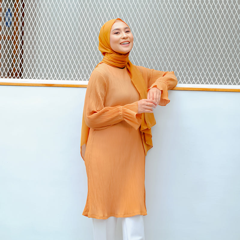 Mahira Pleats Blouse (Baju Plisket) Mustard