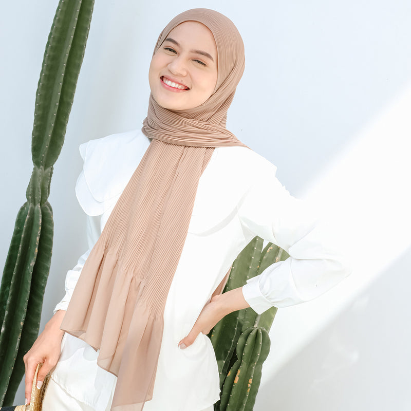 Bawal Pleats Shawl (Pashmina Plisket) Soft Nude