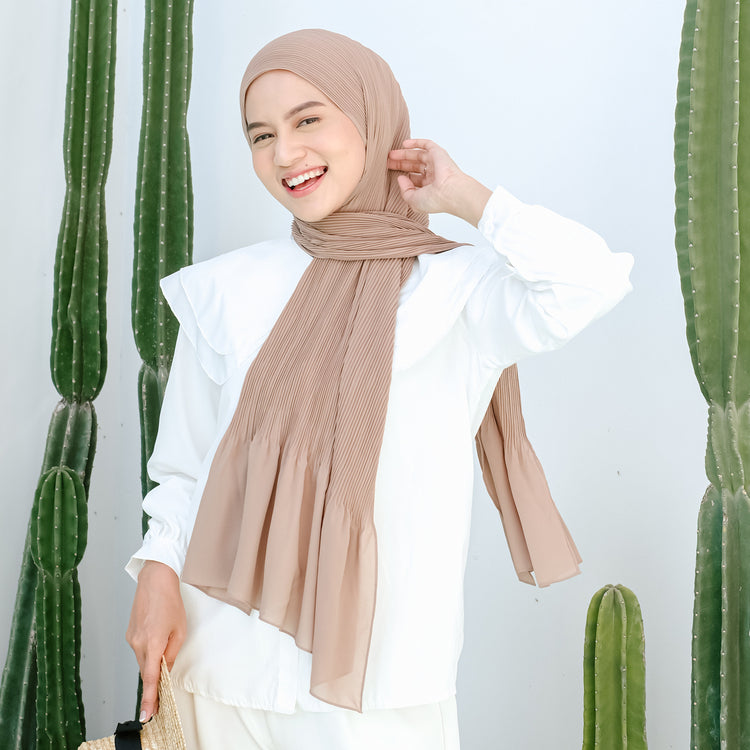 Bawal Pleats Shawl (Pashmina Plisket) Soft Nude