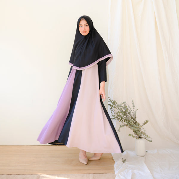 Kaira Set (Gamis Syari Wanita) Beige Purple