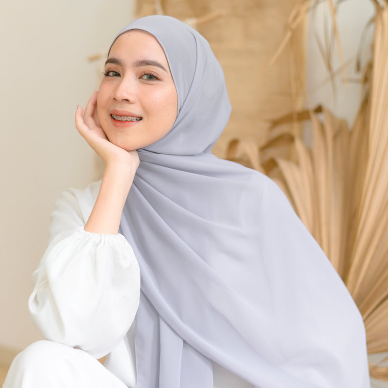 Bawal Shawl (Pashmina Ceruti Babydoll) Soft Blue Grey