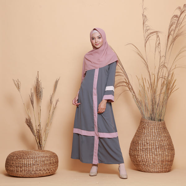 Kamilah Dress (Gamis Syari Wanita) Dark Grey