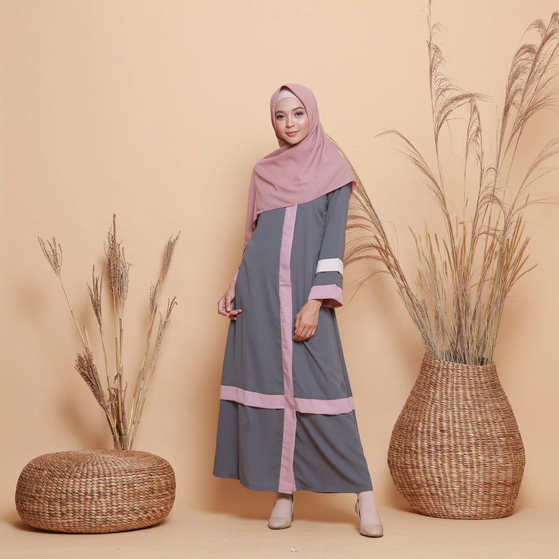 Kamilah Dress (Gamis Syari Wanita) Dark Grey