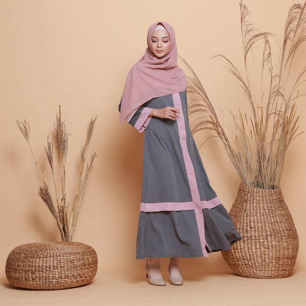 Kamilah Dress (Gamis Syari Wanita) Dark Grey