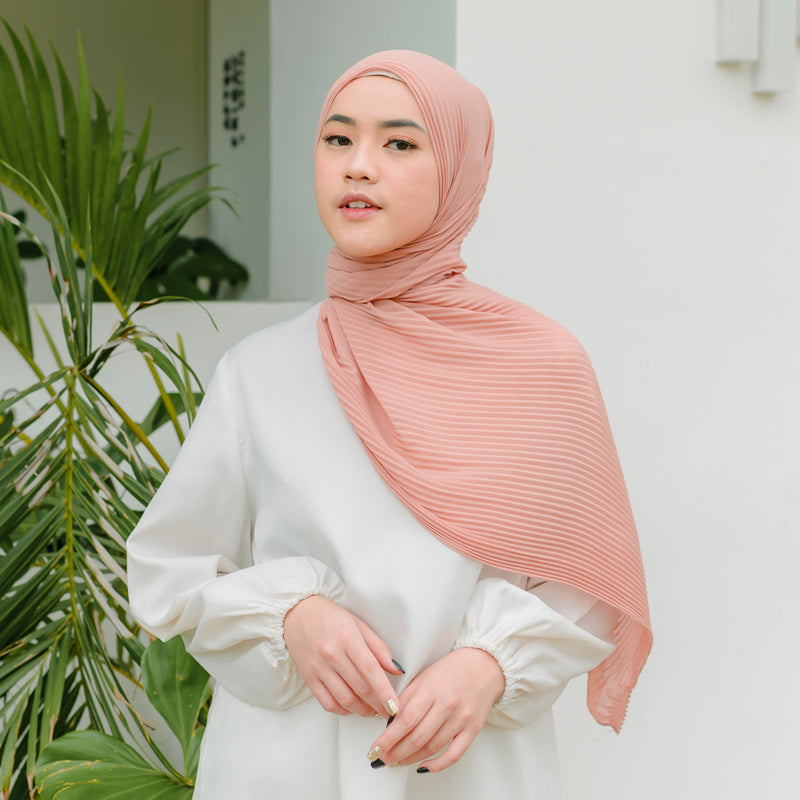 Bawal Pleats Shawl (Pashmina Plisket) Dark Baby Pink