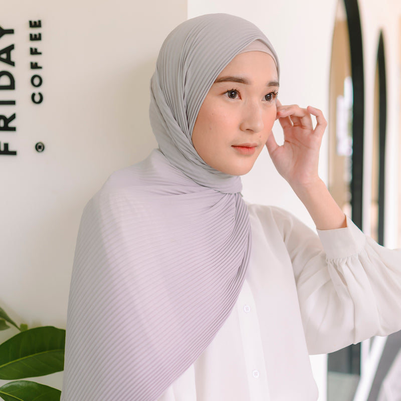 Bawal Pleats Shawl (Pashmina Plisket) Light Grey