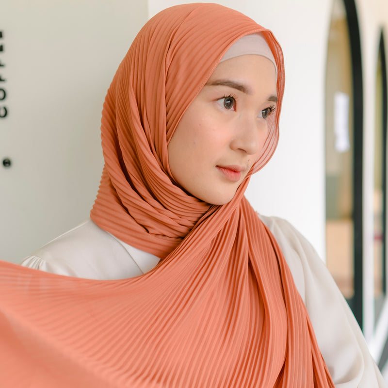 Bawal Pleats Shawl (Pashmina Plisket) Terracota