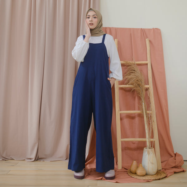 Lilac Linen Jumpsuit Navy