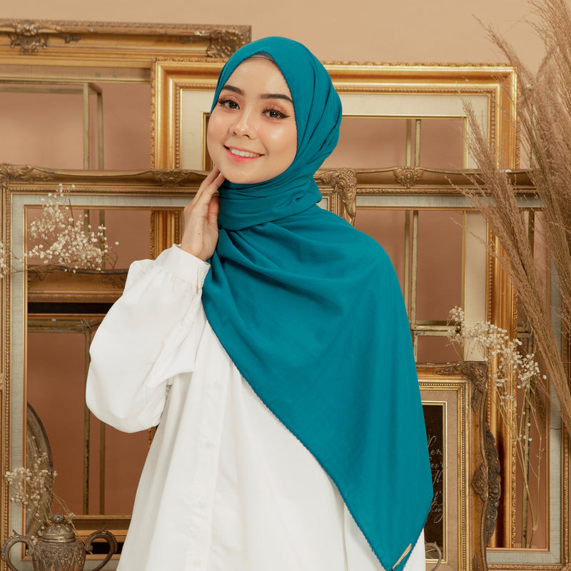 Embroidery Signature Shawl Blue Tosca