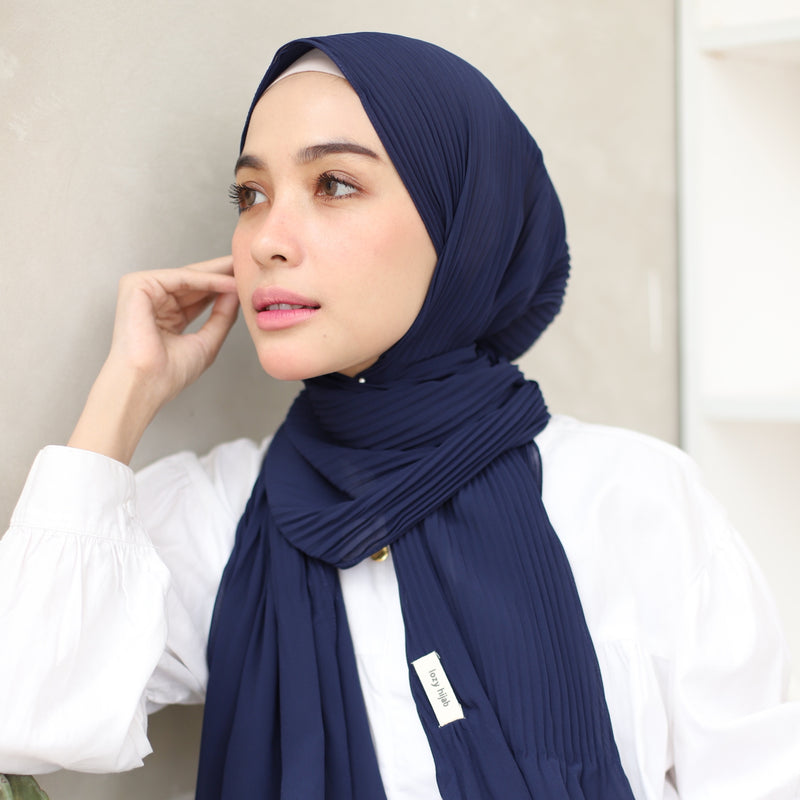 Bawal Pleats Shawl (Pashmina Plisket) Navy