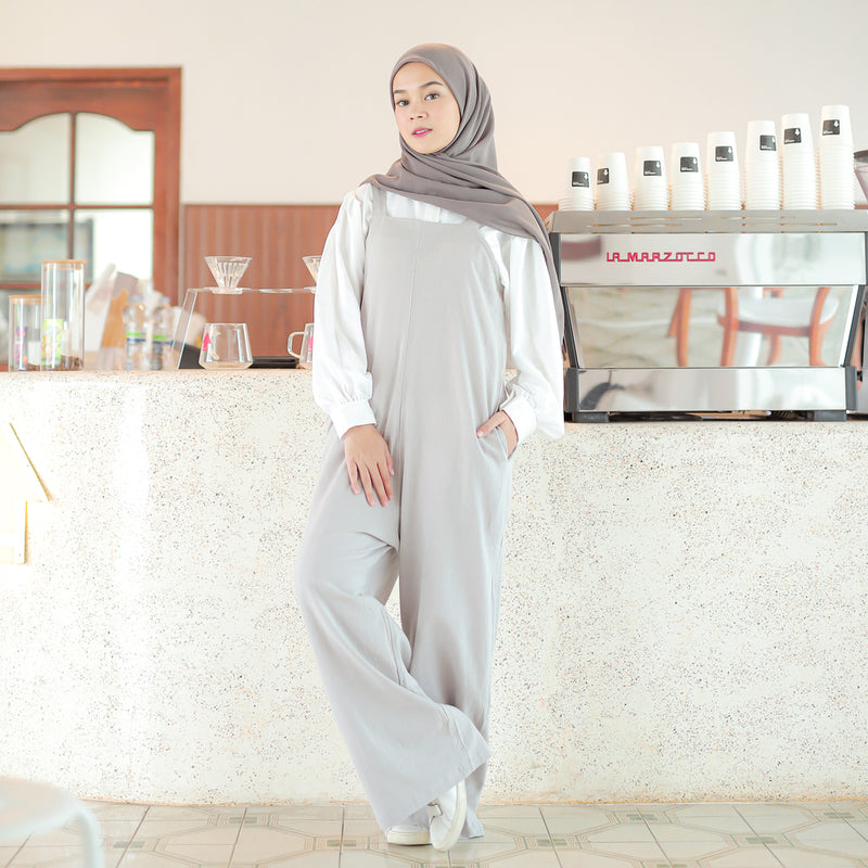 Lilac Linen Jumpsuit Light Grey