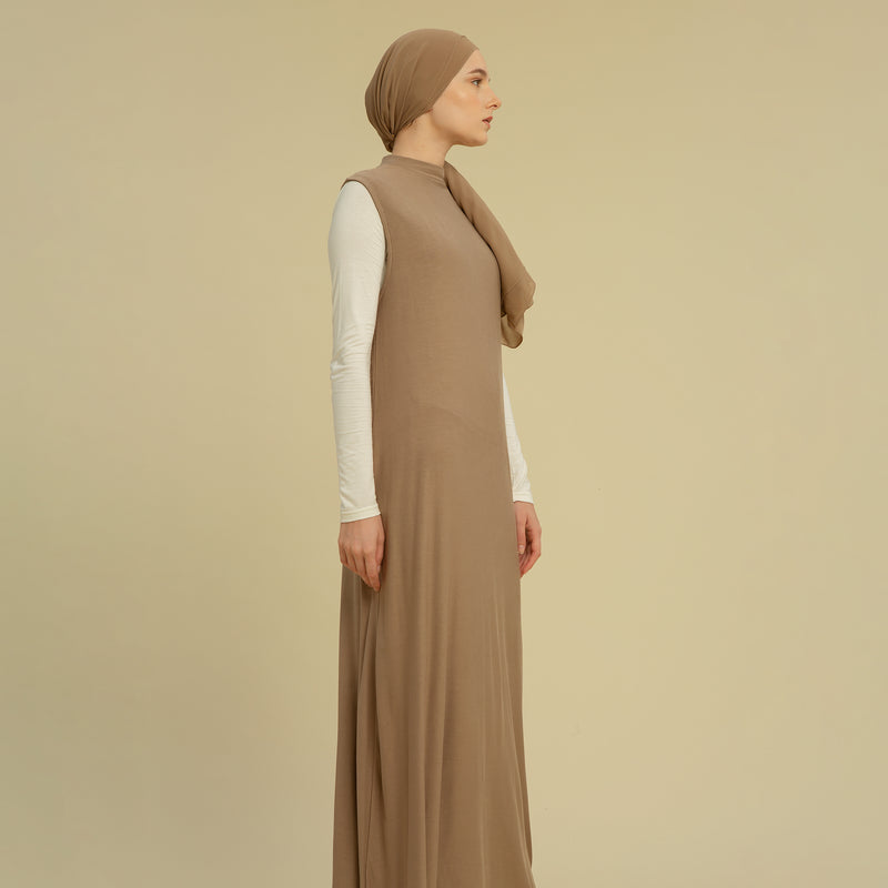 Inner Dress Tanpa Lengan Taupe