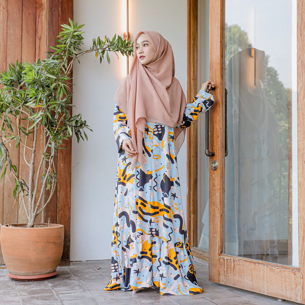 Homey Dress (Gamis Syari Wanita) Blue Pattern