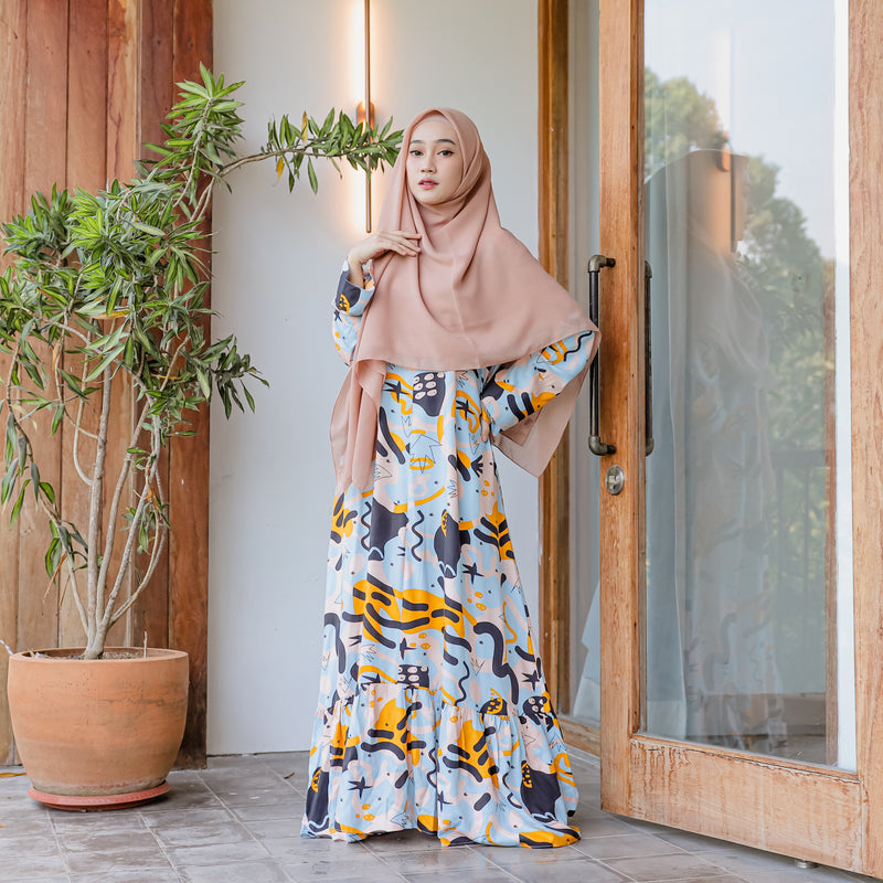 Homey Dress (Gamis Syari Wanita) Blue Pattern