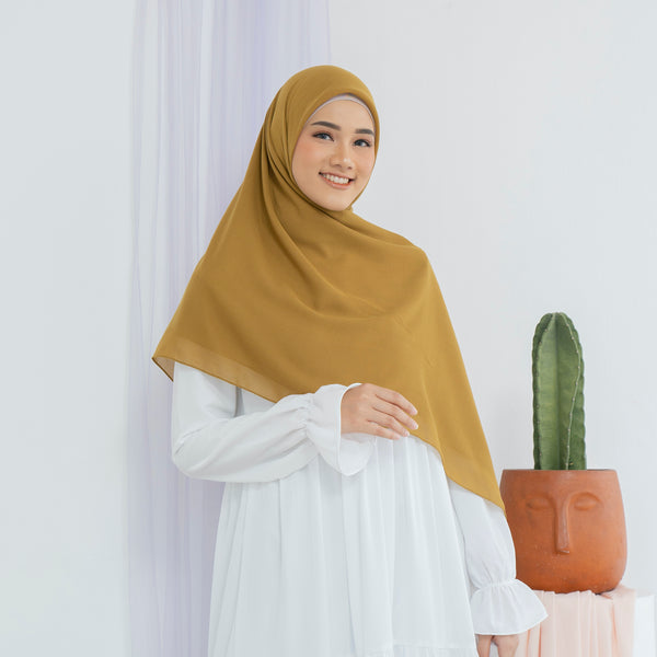 Mima Square Syari (Hijab Segiempat Syari) Dark Gold Mustard