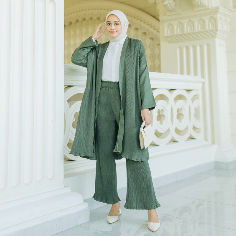 Zakia Pleats Set Army Size M