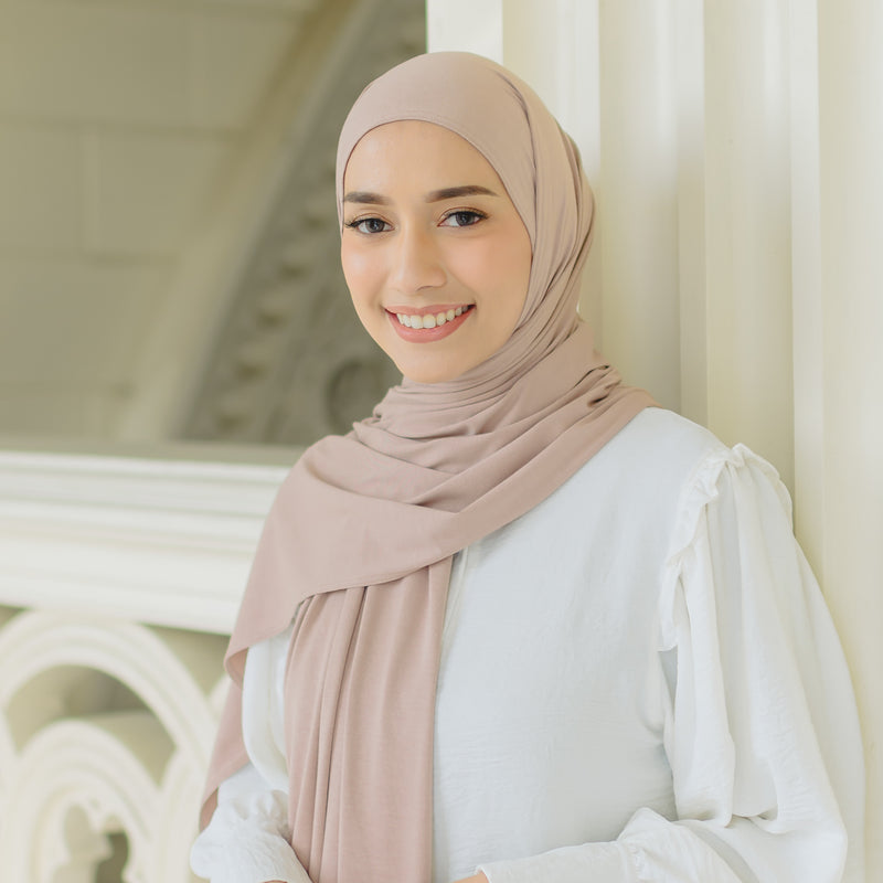 Tana Shawl (Pashmina Kaos Rayon) Nude Cream