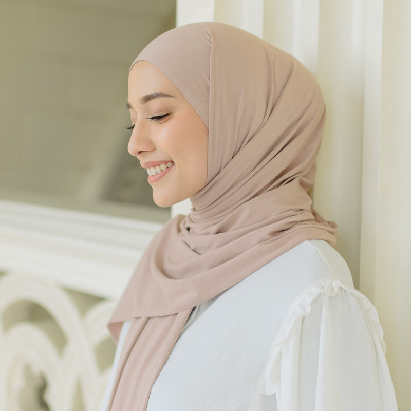 Tana Shawl (Pashmina Kaos Rayon) Nude Cream