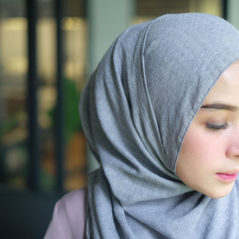 Waffle Shawl Blue Grey