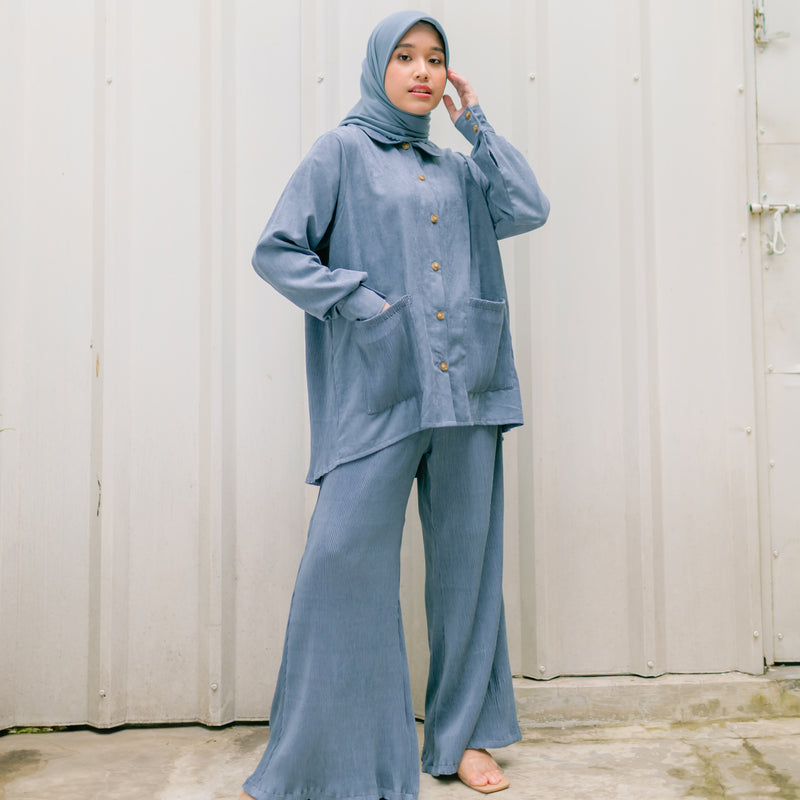 Nuna Set (Set Plisket) Soft Denim