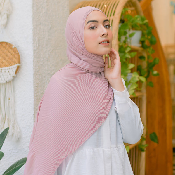 Bawal Pleats Shawl (Pashmina Plisket) Soft Pink