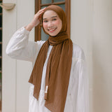 Ayra Pleats Shawl (Pashmina Full Plisket) Hazelnut