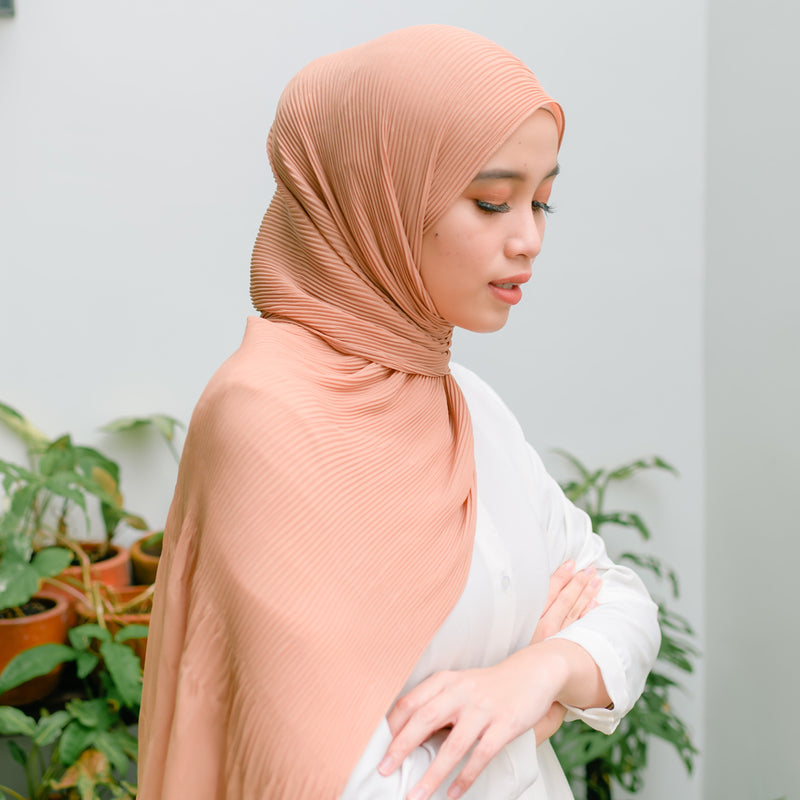 Bawal Pleats Shawl (Pashmina Plisket) Caramel