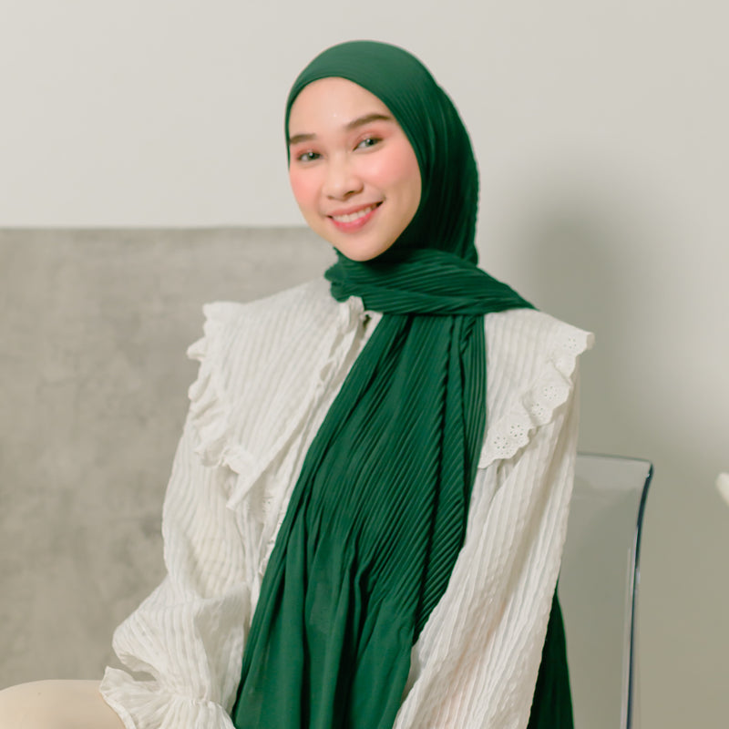 Bawal Pleats Shawl (Pashmina Plisket) Green Bottle