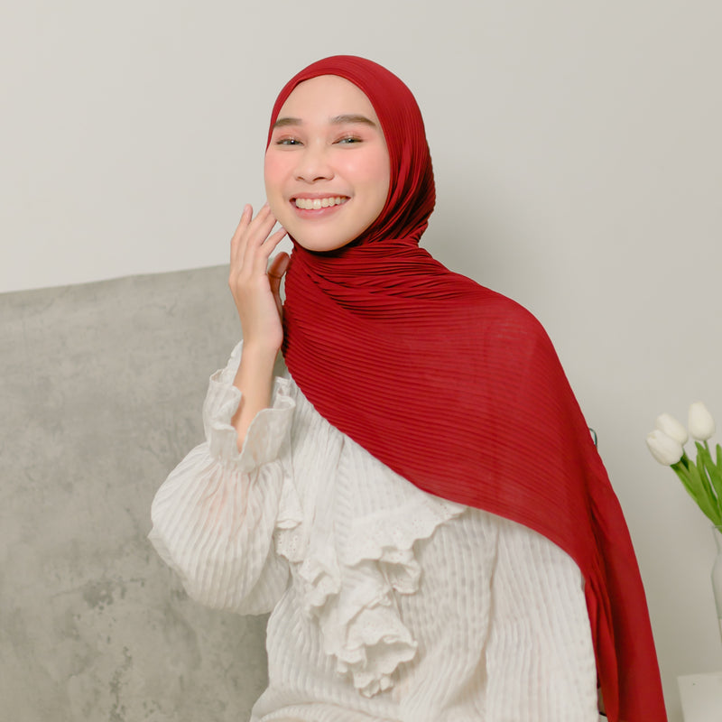 Bawal Pleats Shawl (Pashmina Plisket) Maroon