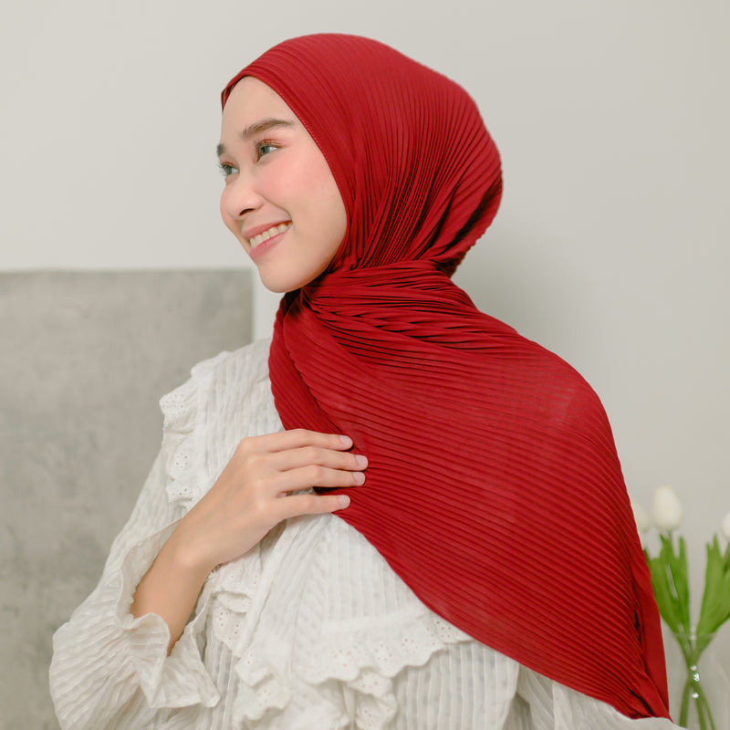 Bawal Pleats Shawl (Pashmina Plisket) Maroon