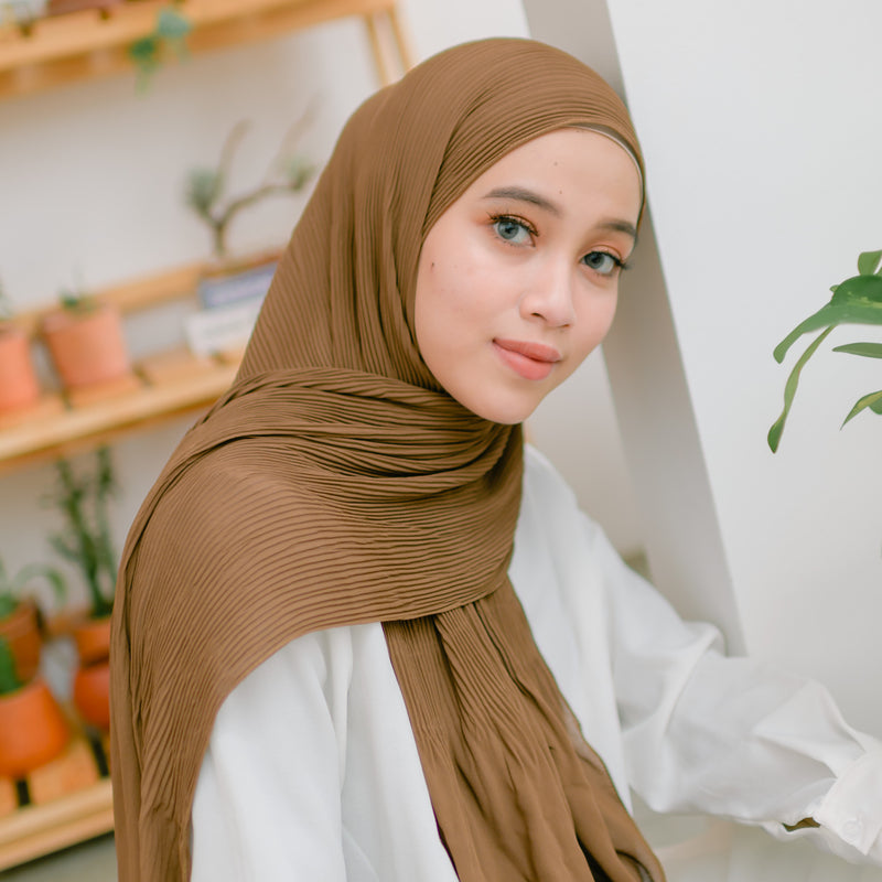 Bawal Pleats Shawl (Pashmina Plisket) Hazelnut