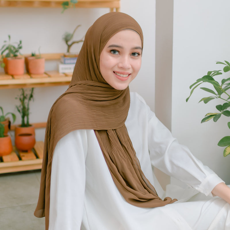 Bawal Pleats Shawl (Pashmina Plisket) Hazelnut