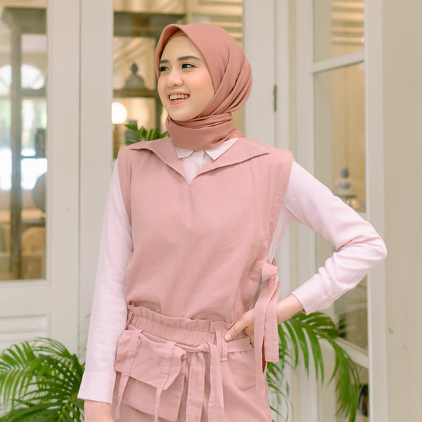 Kumi Vest Dusty (Atasan Rompi Linen) Ukuran M